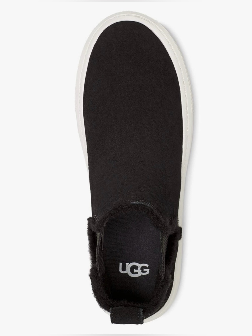 Ugg Alameda  Chelsea Black Suede Slip-On Ankle Sneaker Boot warm wool inside 8